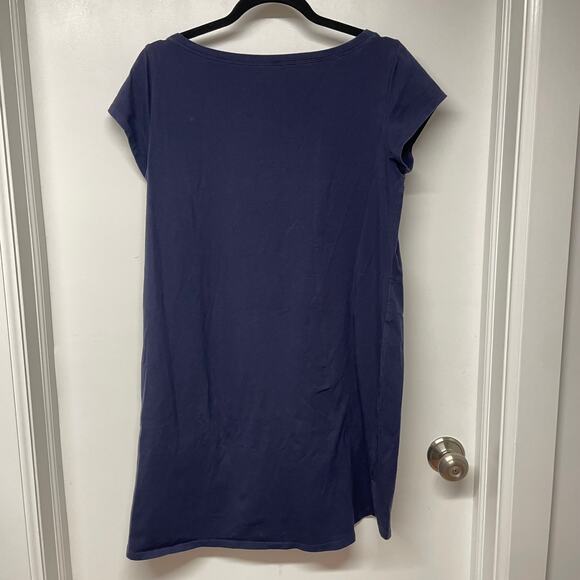 Eileen Fisher Women Navy Blue Cap Sleeve Tunic T-Shirt Dress Size Small Hi-Low - Picture 2 of 8